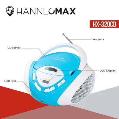 Boombox portátil para CD/MP3 HANNLOMAX HX-320CD con radio AM/FM
