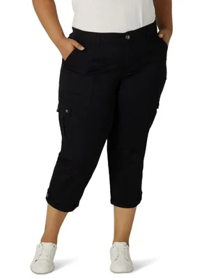 Pantalones Capri Cargo Lee Talla Plus 53 cm Negro
