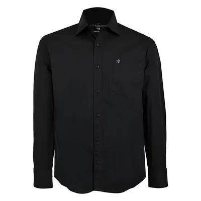 Camisa Casual Relaxed Fit Cavalatti Negro Manga Corta para Hombre
