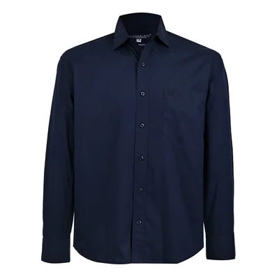 Camisa Casual Relaxed Fit Cavalatti Azul Marina Manga Corta para Hombre
