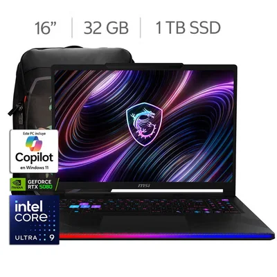 MSI Raider 16 Max Laptop Gaming 16" QHD+ GeForce RTX 5080 Intel Core Ulta 9 290 HX 32GB 1TB SSD.