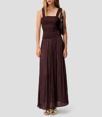 Vestido largo liso Mujer