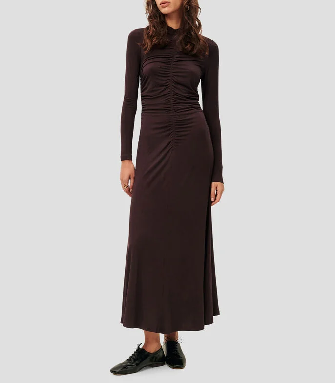 Vestido largo manga larga liso Mujer