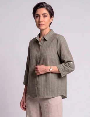 Blusa camisera manga 3/4 para mujer