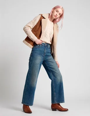 Jeans wide leg a la cintura para mujer