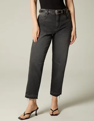 Jeans straight corte cintura para mujer