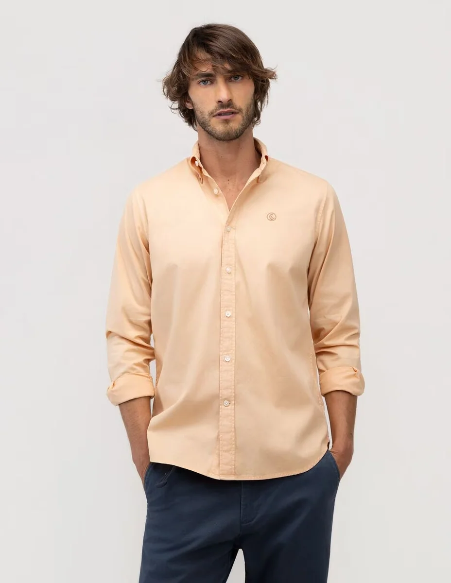 Camisa casual de algodón manga larga para hombre