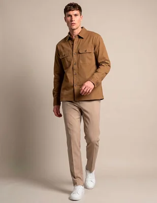 Sobrecamisa casual de algodón manga larga para hombre