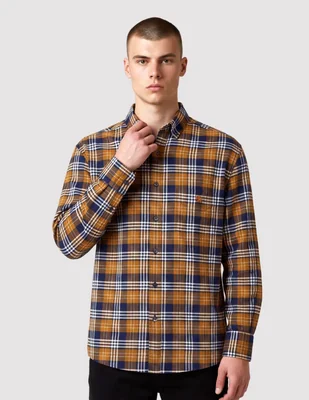 Camisa casual de algodón manga larga para hombre
