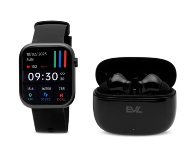 Smartwatch EVL Aura M1 SE Pantalla TFT Full Touch Negro + Audífonos True Wireless