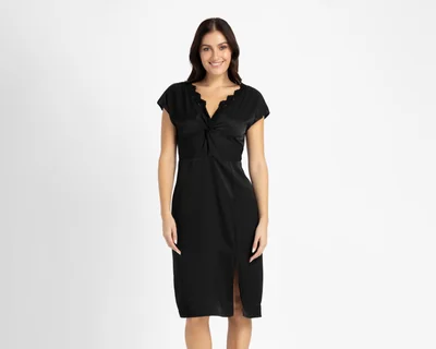 Vestido Casual Sahara Negro Cuello V con Encaje para Mujer