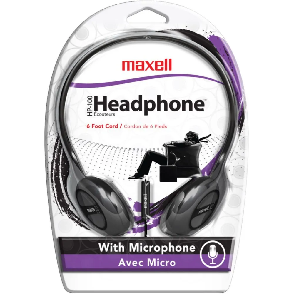 Audífonos On-Ear Maxell HP-100 con Micrófono - Negro