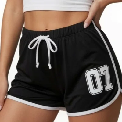 Short Estampado 07 Negro Con Vivos Blancos Para Mujer