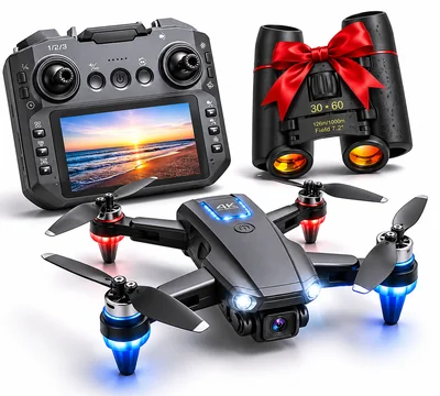 Drone M9 Cámara Dual 8k Control Remoto Lcd 4.3 Motor Sin Escobillas Evita Obstáculos 360 Con 2 Batteries y Estuche