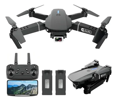 Mini Drone Ourlife AK Air2 Negro Con Dual Cámara 4K 2.4GHz Giro 360 Con 2 Baterías Y Protector De Hélices