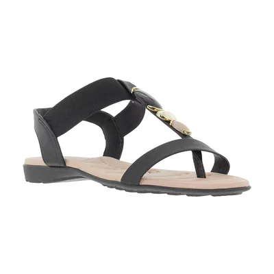 Sandalia Ajuste en T Negro Modare para Mujer