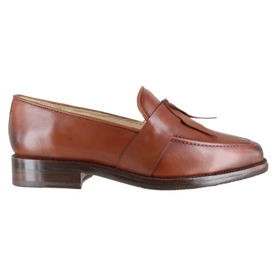 Zapato Estilo Clásico Dama Carlo Ronaldi 1212 Becerro Café Brown Suela Cuero Injerto Imagen Elegante