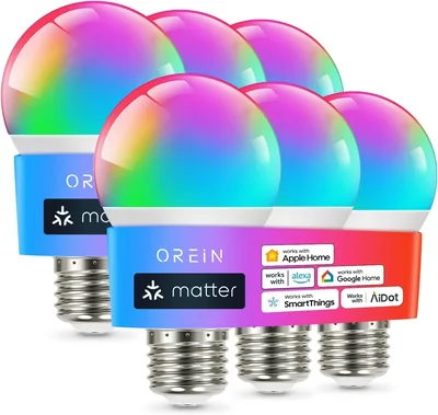 Orein Matter Focos Inteligentes Compatible Con Alexa Apple Home Google Home Smartthings Focos Inteligentes Multicolor A19 E2