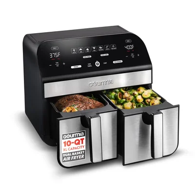 Freidora Gourmia Doble Cesta 10 Litros 1600 W Fryforce 360° Negra - Venta Internacional.