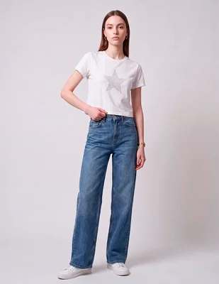 Playera manga corta cuello redondo para mujer