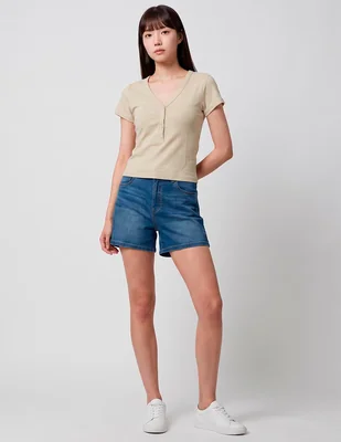 Playera manga corta cuello v para mujer
