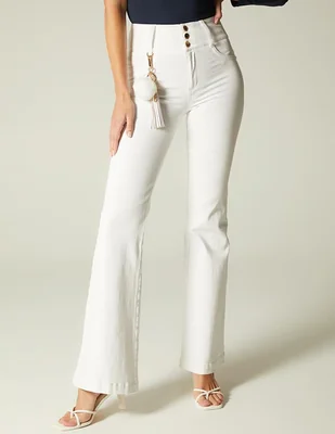 Jeans campana corte cintura para mujer