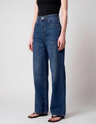 Jeans wide leg corte cintura para mujer