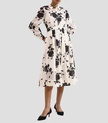Vestido midi manga larga con microdiseño Natalie IV Mujer