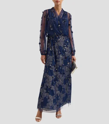 Vestido de fiesta maxi con microdiseño Romita Mujer