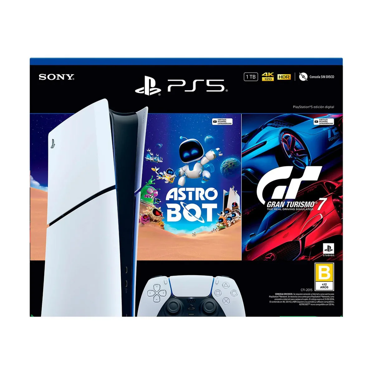 PlayStation 5 Edición Digital 825 GB Bundle Astro Bot + GT7
