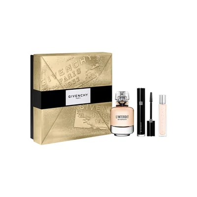 Set De Fragancia Givenchy L'Interdit Eau De Parfum 80Ml + L'Interdit Couture Volume Mascara N001 + Spray De Viaje 12.5Ml Para Dama