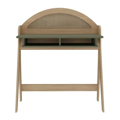Tocador Vanity Moderno Bertolini Ceci Mesa de Maquillaje con 2 Estantes color Roble Menta