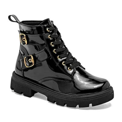 Queen bota para mujer negro charol cod 146730-E