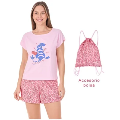 Pijama Manga Corta Y Short con Bolsa Skiny para Mujer