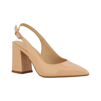 Zapatilla Destalonada Tacón Cuadrado Westies Beige Ajuste Hebilla para Mujer