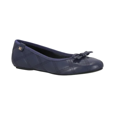 Balerina Westies Azul Marino Estilo Clásico con Detalles de Bordado para Mujer