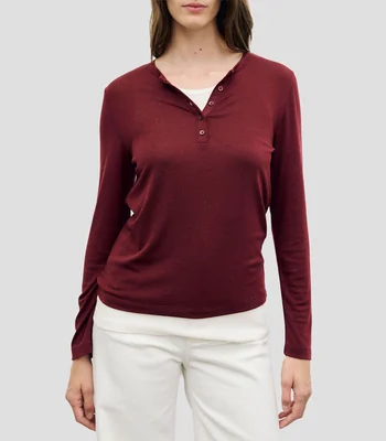 Playera cuello redondo manga larga lisa Mujer