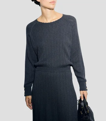 Suéter cuello redondo liso Mujer