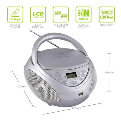 Boombox portátil para CD/MP3 HANNLOMAX HX-326CD con radio AM/FM