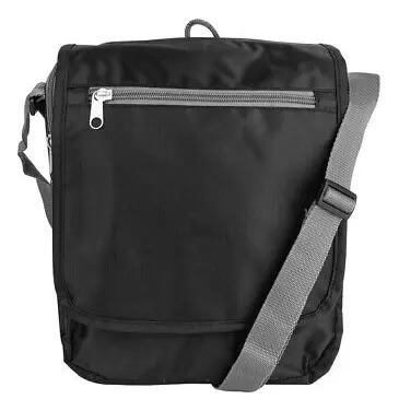 Bolsa mensajero de hombro negra con correa gris