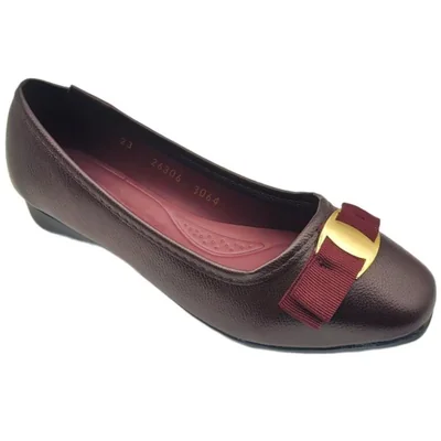 Balerina con Moño para Mujer, Color Vino Comfort Fit