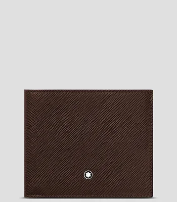 Cartera bifold café en piel Colección Sartorial Hombre