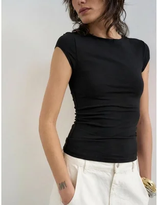 Top cuello redondo escote sin escote tirante sin tirantes