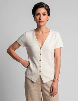 Blusa cuello V para mujer