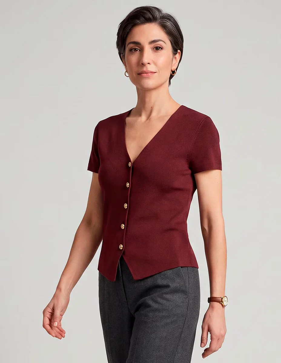 Suéter cuello V para mujer