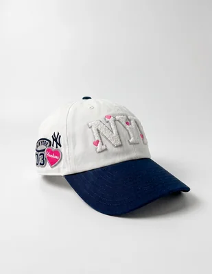 Gorra visera curva correa ajustable casual trendy badge new york yankees para mujer