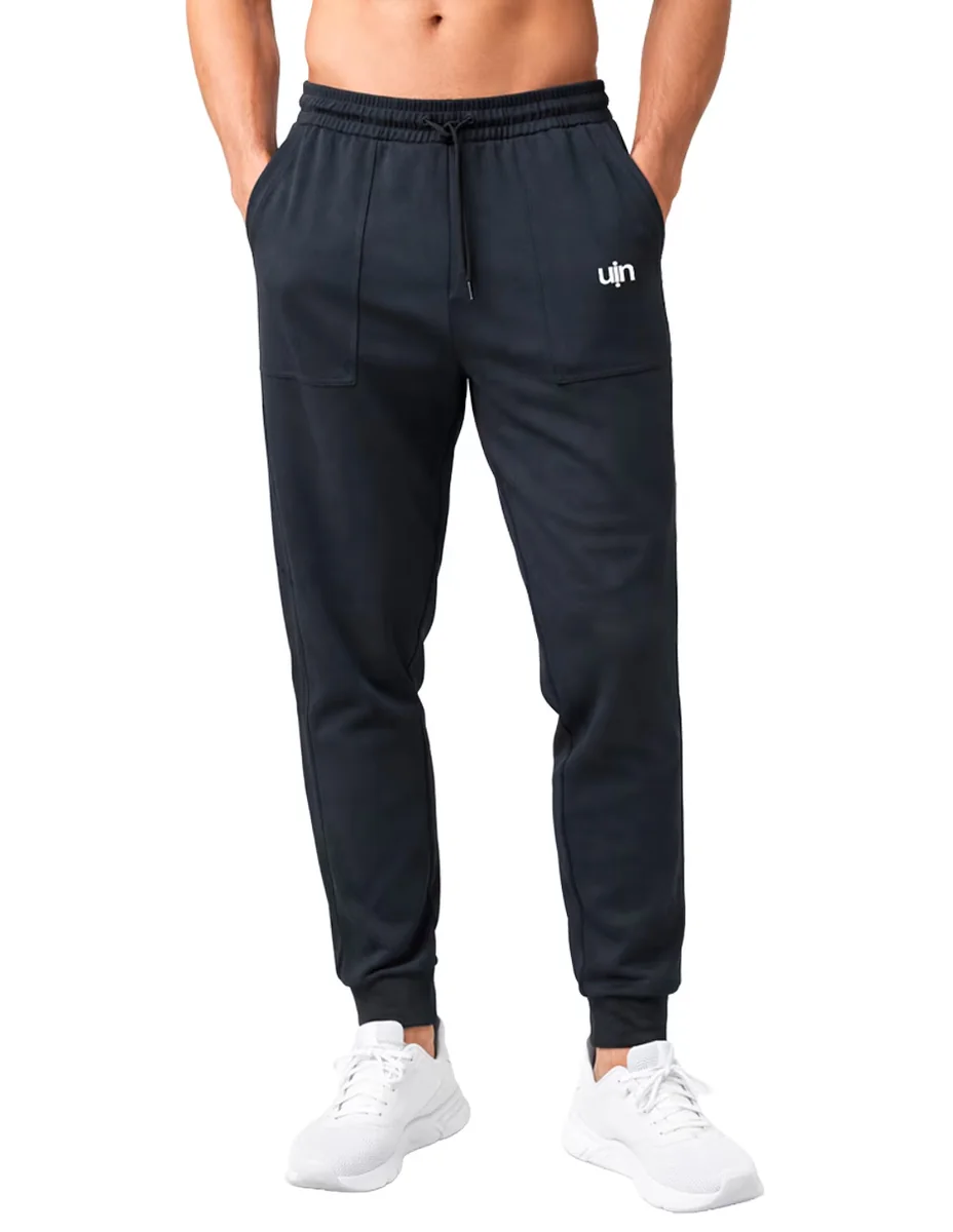 Jogger regular jogger estampado liso con bolsillos para hombre