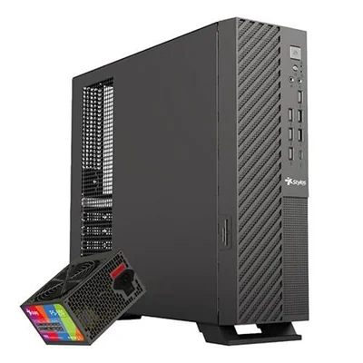Gabinete Oficina Mince Slim ITX Stylos con fuente de poder 550W STGAMN1B -