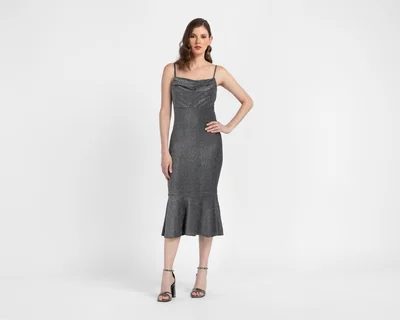 Vestido de Fiesta Sahara Corte Sirena Midi con Tirantes para Mujer