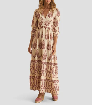 Vestido largo estampado Mujer